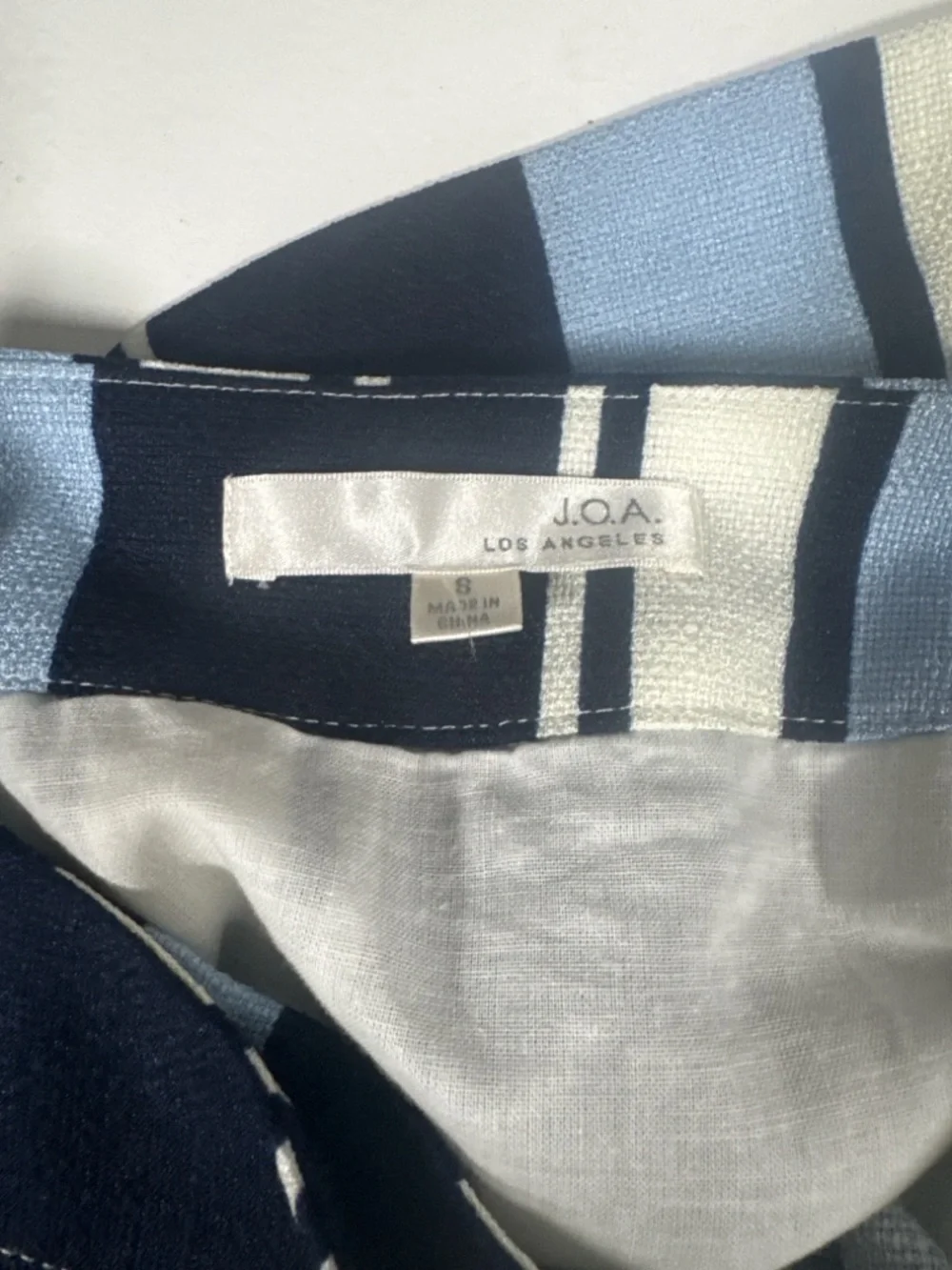 .O.A. Los Angeles Striped Wrap Skirt Blue White Nautical Size S Resort Chic - Picture 4 of 5